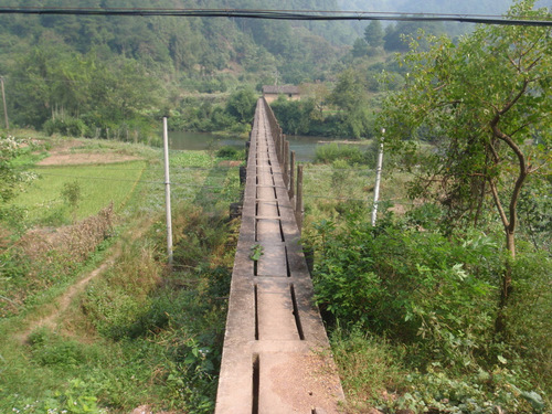 A sophisticated foot path and bridge across the stream.